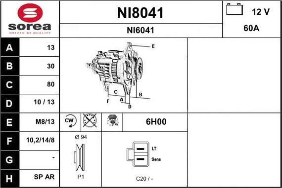 SNRA NI8041 - Генератор autosila-amz.com