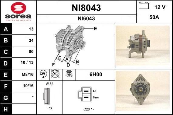 SNRA NI8043 - Генератор autosila-amz.com