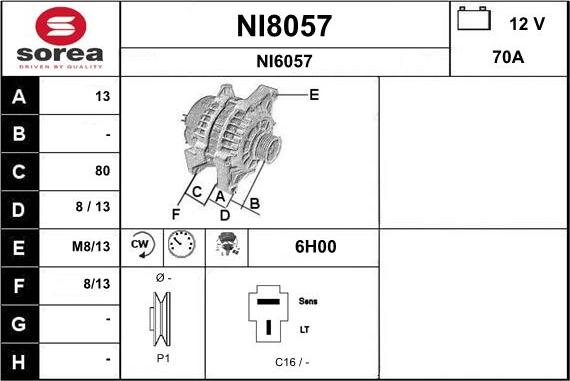 SNRA NI8057 - Генератор autosila-amz.com