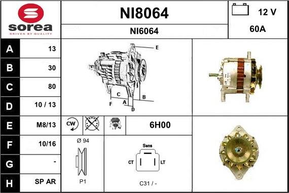 SNRA NI8064 - Генератор autosila-amz.com