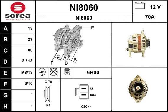 SNRA NI8060 - Генератор autosila-amz.com