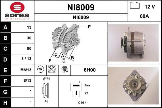 SNRA NI8009 - Генератор autosila-amz.com