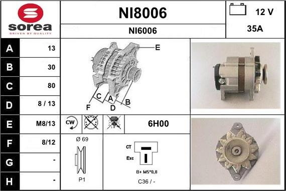 SNRA NI8006 - Генератор autosila-amz.com