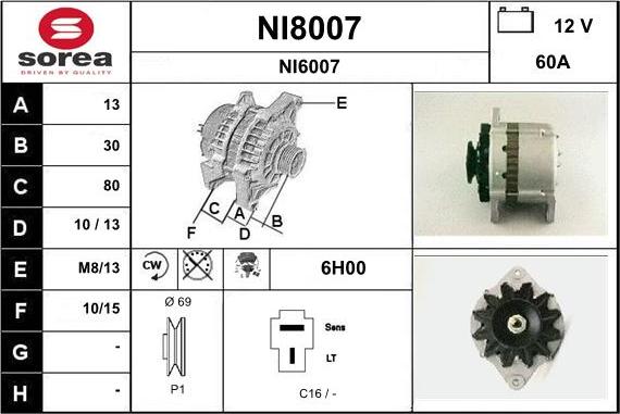 SNRA NI8007 - Генератор autosila-amz.com