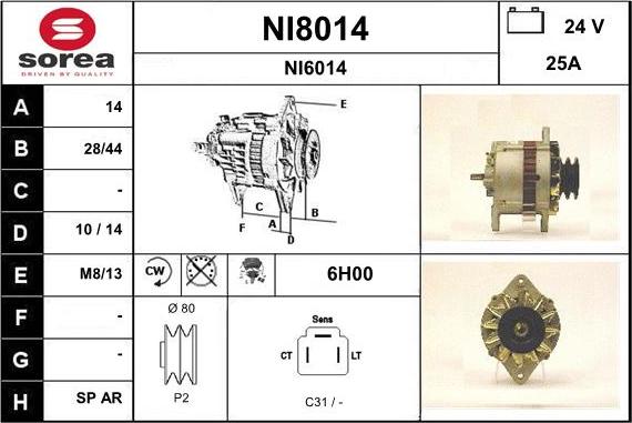 SNRA NI8014 - Генератор autosila-amz.com