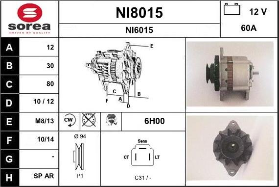 SNRA NI8015 - Генератор autosila-amz.com