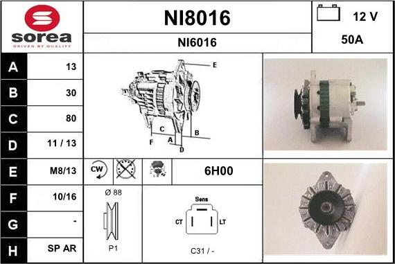 SNRA NI8016 - Генератор autosila-amz.com