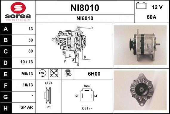 SNRA NI8010 - Генератор autosila-amz.com