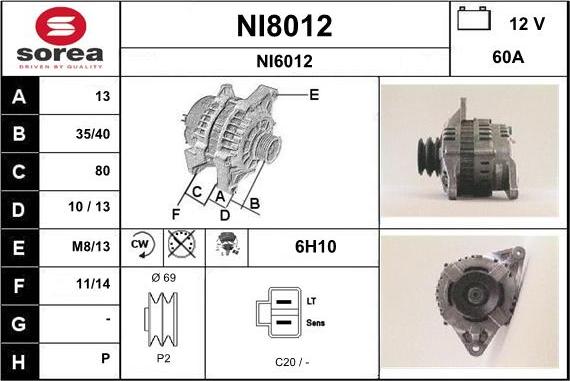 SNRA NI8012 - Генератор autosila-amz.com