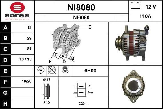 SNRA NI8080 - Генератор autosila-amz.com