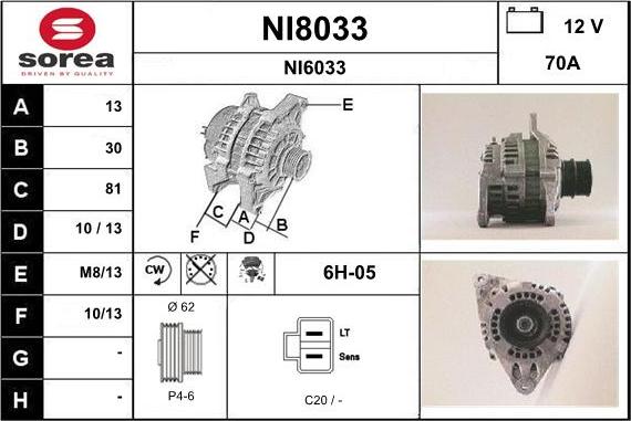 SNRA NI8033 - Генератор autosila-amz.com