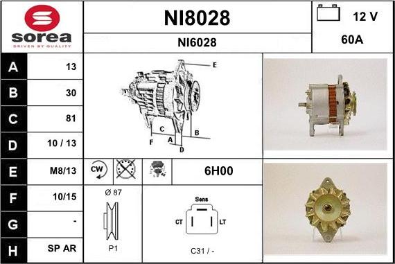 SNRA NI8028 - Генератор autosila-amz.com