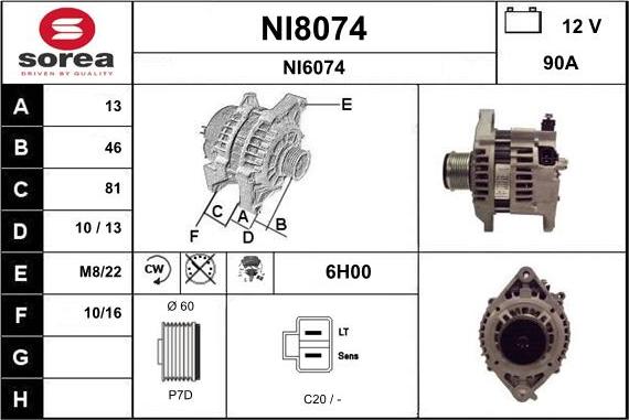 SNRA NI8074 - Генератор autosila-amz.com