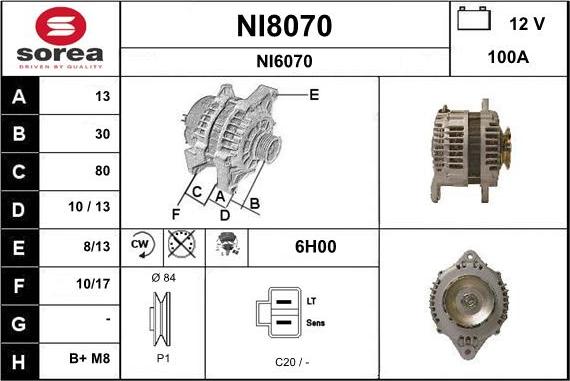 SNRA NI8070 - Генератор autosila-amz.com