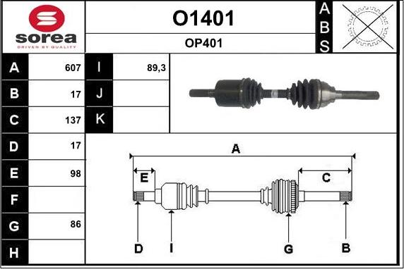 SNRA O1401 - Приводной вал autosila-amz.com