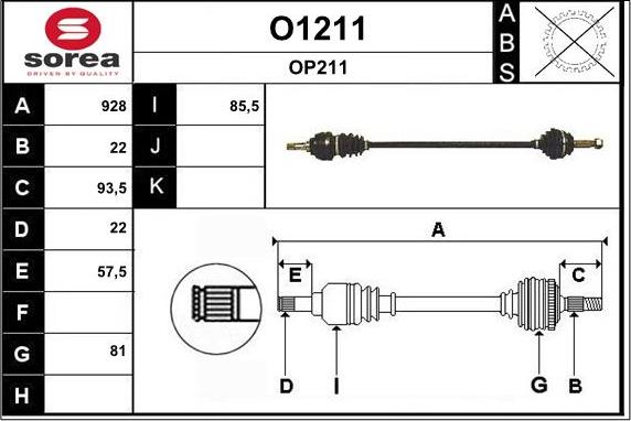 SNRA O1211 - Приводной вал autosila-amz.com