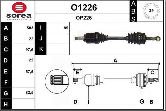 SNRA O1226 - Приводной вал autosila-amz.com