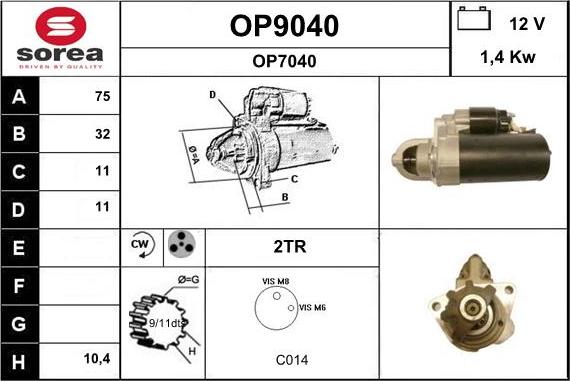 SNRA OP9040 - Стартер autosila-amz.com