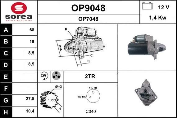 SNRA OP9048 - Стартер autosila-amz.com