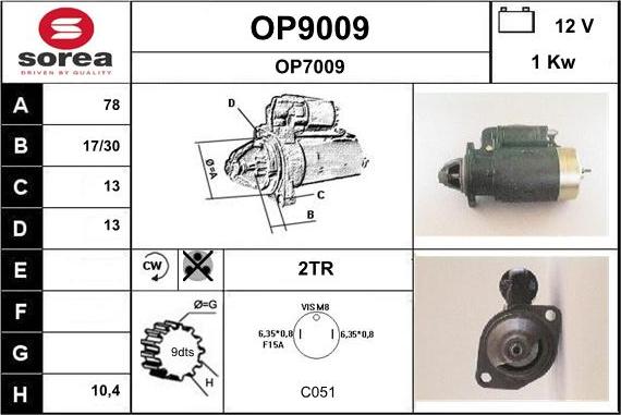 SNRA OP9009 - Стартер autosila-amz.com