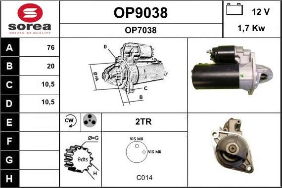 SNRA OP9038 - Стартер autosila-amz.com