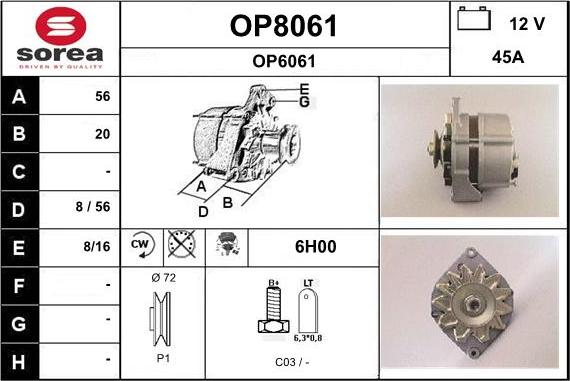 SNRA OP8061 - Генератор autosila-amz.com