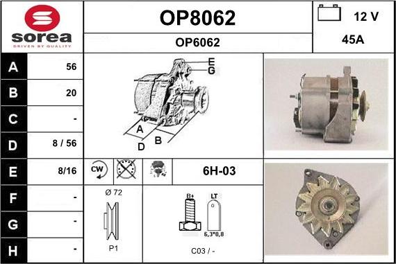 SNRA OP8062 - Генератор autosila-amz.com