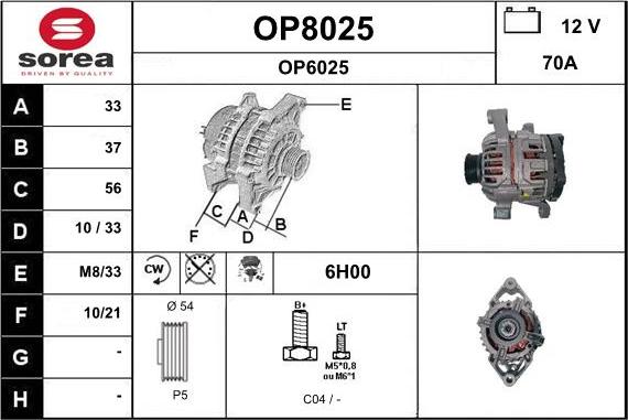 SNRA OP8025 - Генератор autosila-amz.com