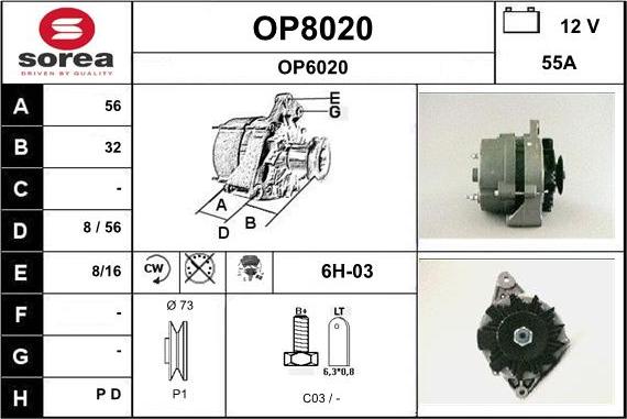 SNRA OP8020 - Генератор autosila-amz.com