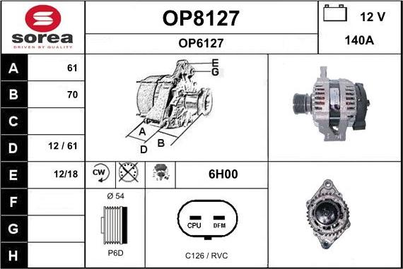 SNRA OP8127 - Генератор autosila-amz.com