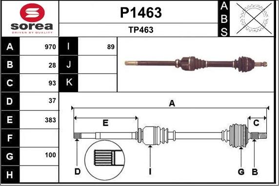 SNRA P1463 - Приводной вал autosila-amz.com