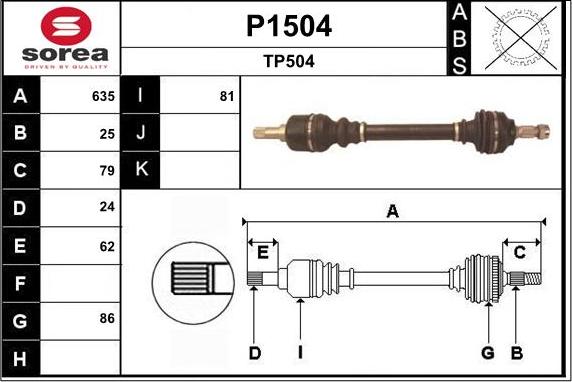 SNRA P1504 - Приводной вал autosila-amz.com