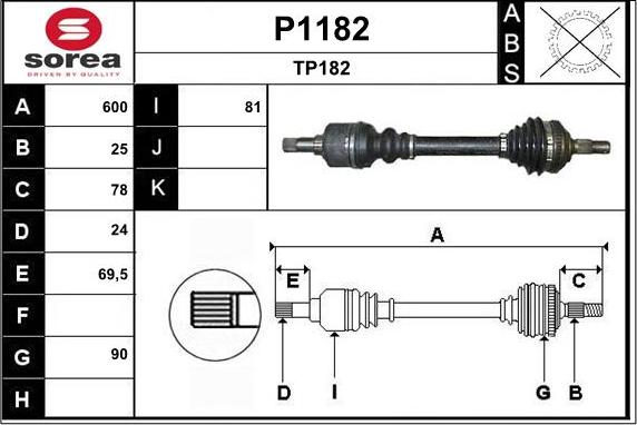 SNRA P1182 - Приводной вал autosila-amz.com