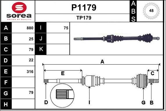 SNRA P1179 - Приводной вал autosila-amz.com