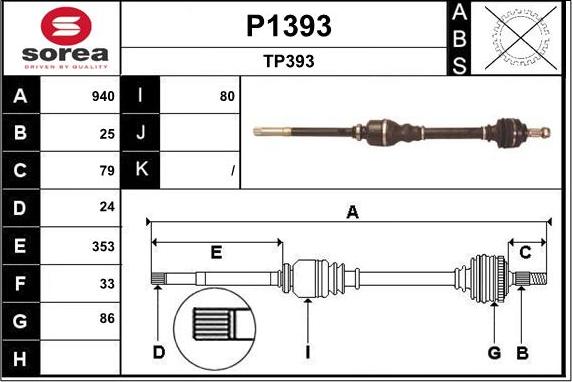 SNRA P1393 - Приводной вал autosila-amz.com