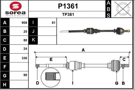 SNRA P1361 - Приводной вал autosila-amz.com