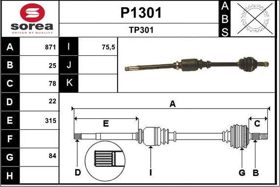 SNRA P1301 - Приводной вал autosila-amz.com