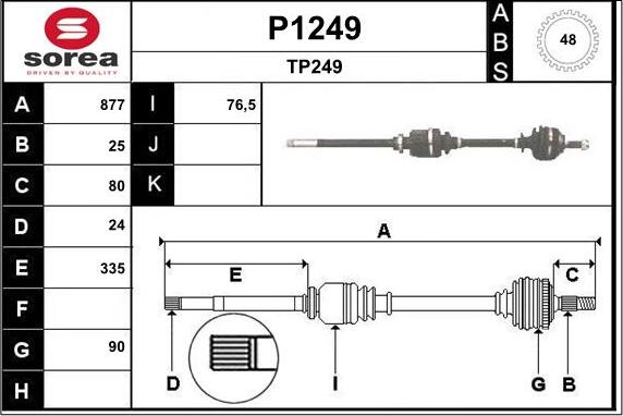 SNRA P1249 - Приводной вал autosila-amz.com