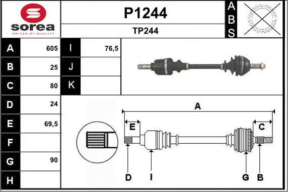 SNRA P1244 - Приводной вал autosila-amz.com