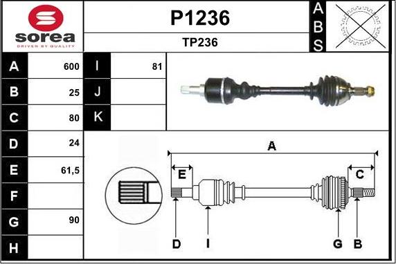 SNRA P1236 - Приводной вал autosila-amz.com