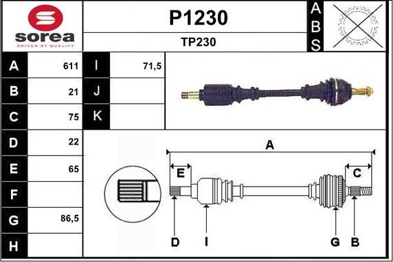 SNRA P1230 - Приводной вал autosila-amz.com