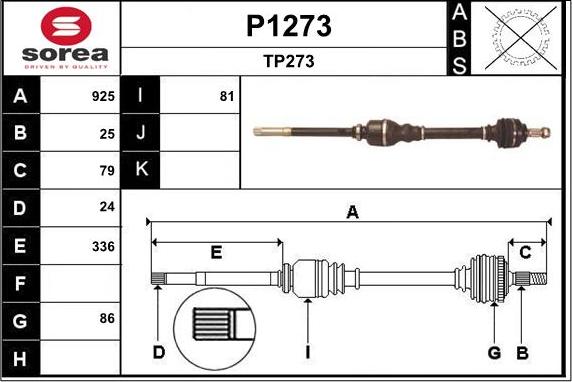 SNRA P1273 - Приводной вал autosila-amz.com