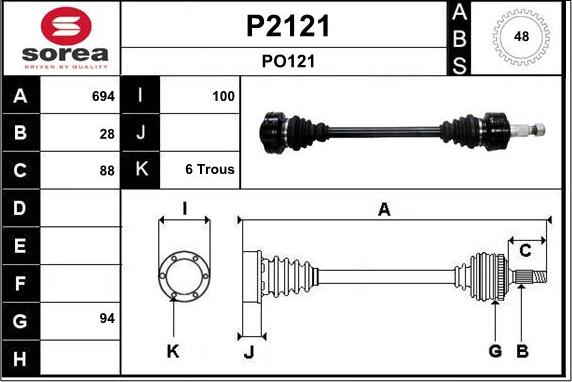 SNRA P2121 - Приводной вал autosila-amz.com