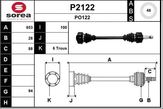 SNRA P2122 - Приводной вал autosila-amz.com