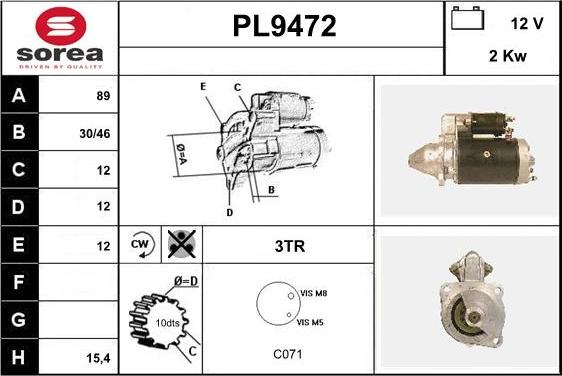 SNRA PL9472 - Стартер autosila-amz.com