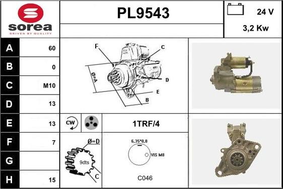 SNRA PL9543 - Стартер autosila-amz.com