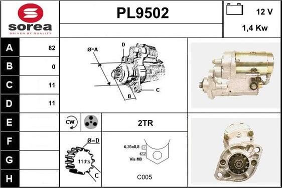 SNRA PL9502 - Стартер autosila-amz.com