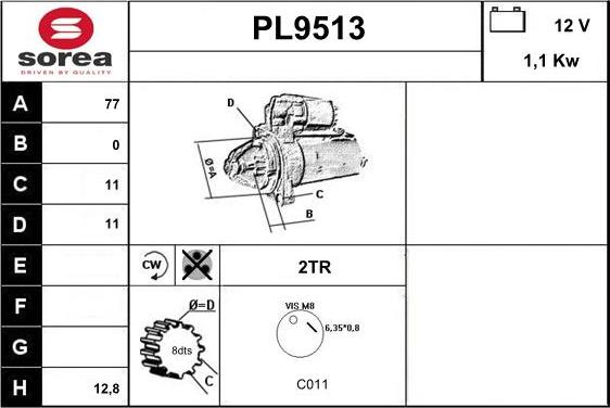 SNRA PL9513 - Стартер autosila-amz.com