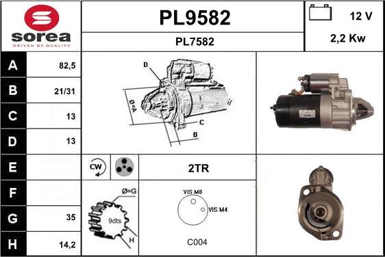 SNRA PL9582 - Стартер autosila-amz.com