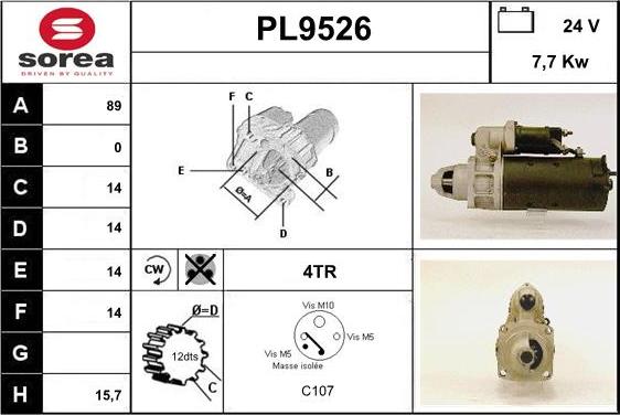 SNRA PL9526 - Стартер autosila-amz.com